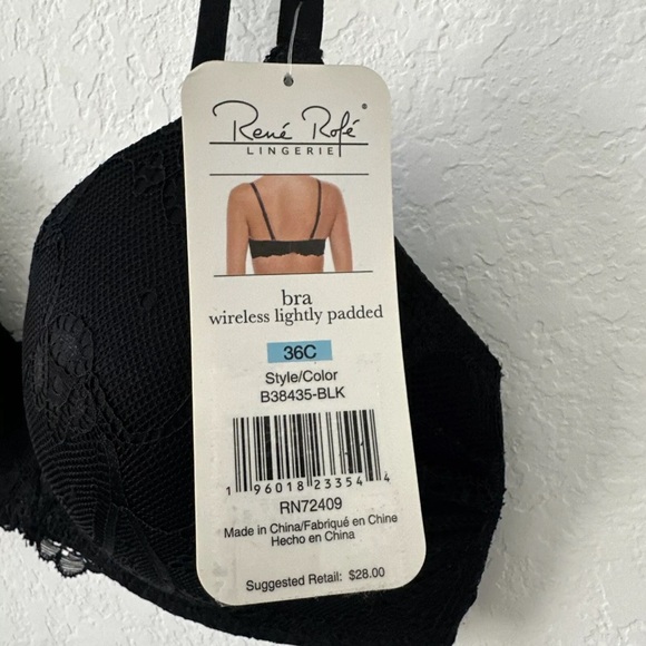 Rene Rofe Wireless Lightly Padded Bra 36C  -Black- - Picture 6 of 6